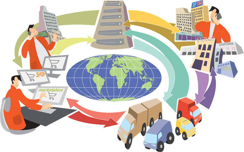 Cartoon Multi- en omnichannel logistiek